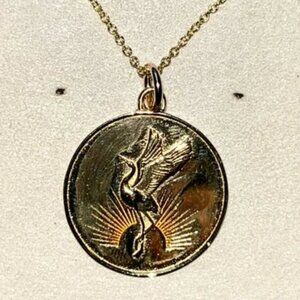 Talon sunrise crane gold necklace for hope, happiness, and good fortune jewelry